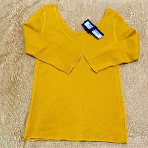 Piazza Sempione long sleeves top,mustard color,sizeL,100% cotton, NWT